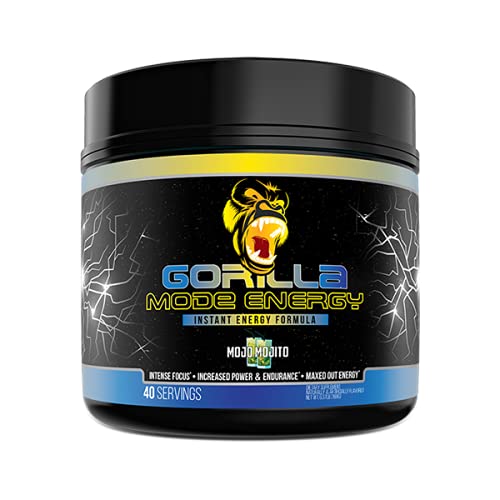 Gorilla Mode Stim Energy Pre-Workout Formula - Intense Focus & Clean Mental Energy/L-Tyrosine, Kanna, Caffeine, N-Phenethyl Dimethylamine Citrate, Huperzine A / 144 Grams (Mango Peach)