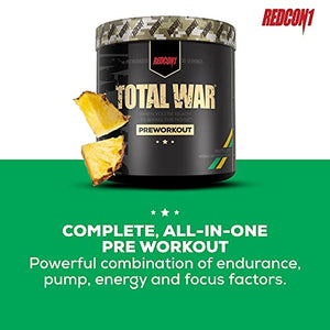 Redcon1 Total War PreWorkout - 30 Servings, Boost Energy, Increase Endurance and Focus, Beta-Alanine, Caffeine (Pineapple Juice)