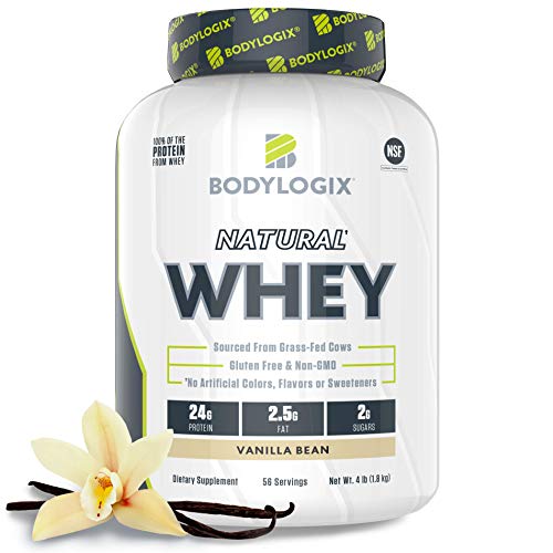 Bodylogix Natural Grass-Fed Whey Protein Powder, NSF Certified, Vanilla Bean, 4 Pound