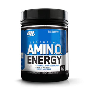 Optimum Nutrition Amino Energy - Pre Workout with Green Tea, BCAA, Amino Acids, Keto Friendly, Green Coffee Extract, Energy Powder - Blue Raspberry, 65 Servings