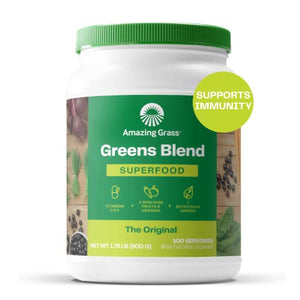 Amazing Grass Greens Blend Superfood: Super Greens Powder with Spirulina, Alfalfa, Beet Root Powder, Digestive Enzymes, Prebiotics & Probiotics, Original, 100 Servings (Packaging May Vary)