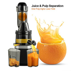 HIZQ Juicer Machine, Slow Masticating Juicer, Wide-Groove Slow Chewing Juicer for High-Nutrient Fruit And Vegetable Juice Cold-Pressed Juicer BPA-Free, Easy To Clean