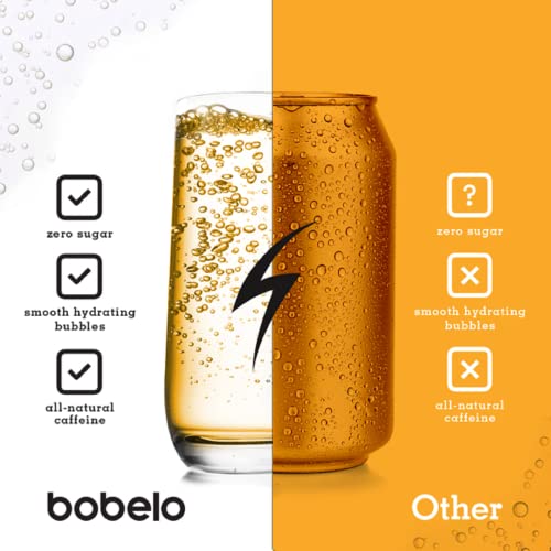 Bobelo Self Carbonating Natural Energy Drink Powder - Peach Mango Sunrise | Keto Energy Drink Mix with Natural Caffeine | Diabetic Friendly and Low Calorie | 14 count