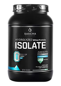Sascha Fitness Hydrolyzed Whey Protein Isolate,100% Grass-Fed (2 Pounds, Coconut)