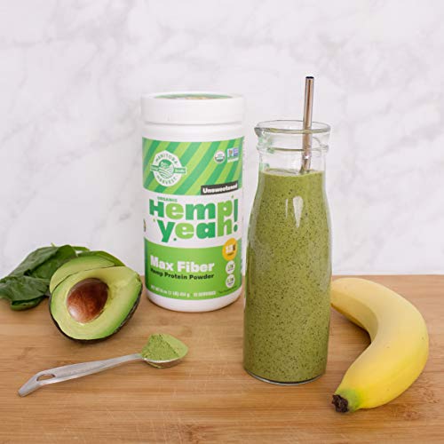 Manitoba Harvest Hemp Yeah! Organic Max with 13 g Fiber & 13 g Protein Powder, Unsweetened, 2.5 g Omegas 3&6 per Serving, Keto-Friendly, 16 Oz