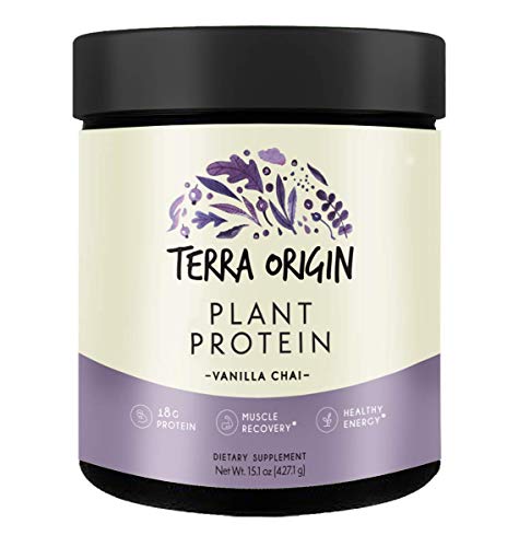 Terra Origin, Plant Protein, Powder, Vanilla Chai, 15 Servings Includes Organic Brown Rice Protein and Pea Protein Isolate, Vegan, Gluten Free, 18g Protein
