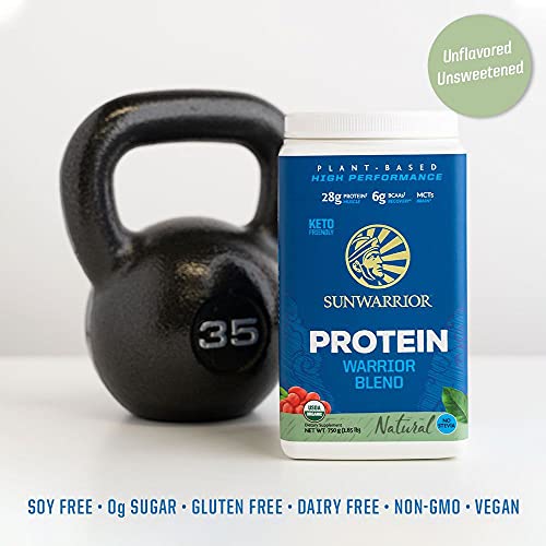 Sunwarrior Warrior Blend - Organic Vegan Plant Protein Powder with BCAAs and Pea Protein - Dairy Free, Gluten Free, Soy Free, Non- GMO, Plant Based Protein Powder, Sugar Free and Keto Friendly