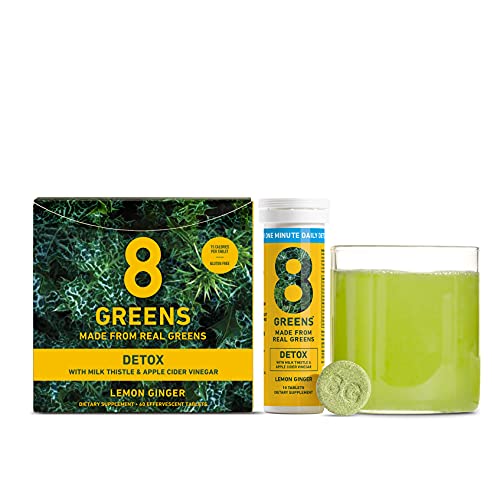 8Greens Detox Effervescent Tablets - Packed with 8 Powerful Super Greens (1 Tube/10 Tablets)