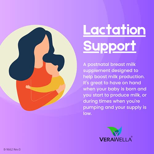 VeraWella Lactation Support | Breastfeeding Supplement with Fenugreek & Milk Thistle - Herbal Breastfeeding Postnatal Support to Increase Breastmilk Supply - 60 Capsules