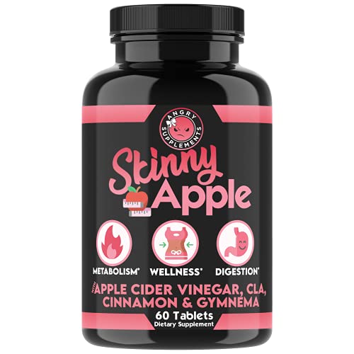 Angry Supplements Skinny Apple w. Apple Cider Vinegar, CLA, Gynema, Body Detox and Cleanse, Metabolism and ACV Digestive Wellness (1-Bottle)