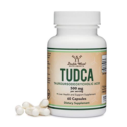 TUDCA Liver Support Supplement, 500mg Servings, Liver Health Aid for Detox and Cleanse (60 Capsules, 250mg) Genuine Bile Acid TUDCA With Strong Bitter Taste by Double Wood Supplements