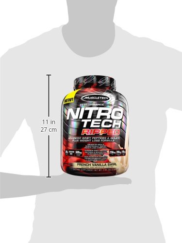 Protein Powder for Weight Loss | MuscleTech Nitro-Tech Ripped | Lean Whey Protein Powder | Whey Protein Isolate | Weight Loss Protein Powder for Women & Men | Vanilla, 4 lbs (42 Servings)