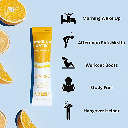 Wake Up Water Energy + Hydration Mix – Lemon – Energy + Hydration Powder Packets With Natural Caffeine, Electrolytes, B Vitamins | No Sugar | Daily Fuel With No Crash Or Jitters | (Lemon)