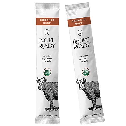 Recipe Ready Instant Organic Beef Bone Broth Packets, 10ct. Solar Energy Produced Single Serve Beef Broth & Bone Broth Soup - 100% Natural Organic Bone Broth Protein Powder, Bone Broth Collagen