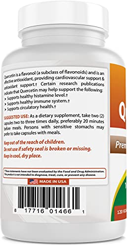 Best Naturals Quercetin 1000 mg/Serving 120 Veggie Capsules (120 Count (Pack of 3))