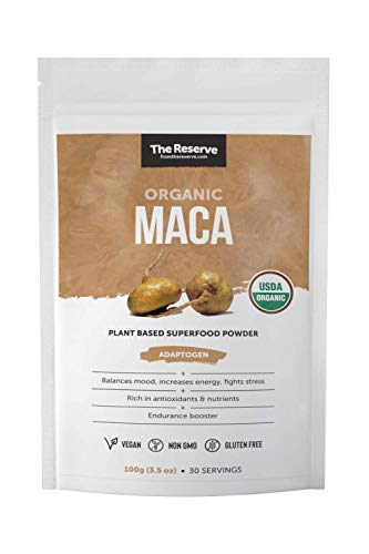 The Reserve Organic Maca Powder and Peruvian Maca Root Powder for an Endurance Booster, Mood, and Stress (3.5 oz)