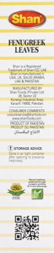Shan Fenugreek Leaves 1.7 oz (50g) - No Preservative No Artificial Food Color - Authentic and Fresh Fenugreek Leaves - Halal and Suitable for Vegetarians - Airtight Aluminum Pouch