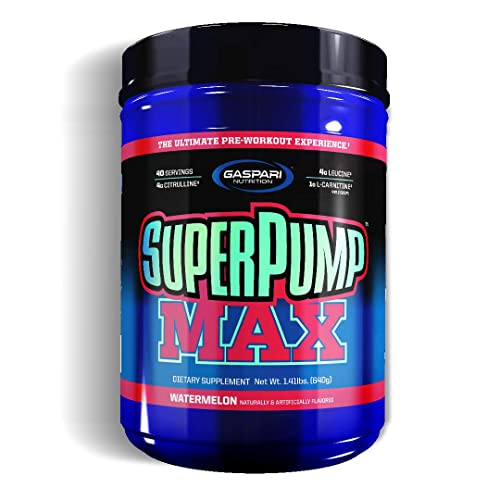 Gaspari Nutrition: SuperPump Max, PreWorkout Supplement, Sustained Energy & Nitric Oxide Booster Supports Lean Muscle Growth, Enhances Recovery & Replenishes Electrolytes, 40 Servings (Watermelon)