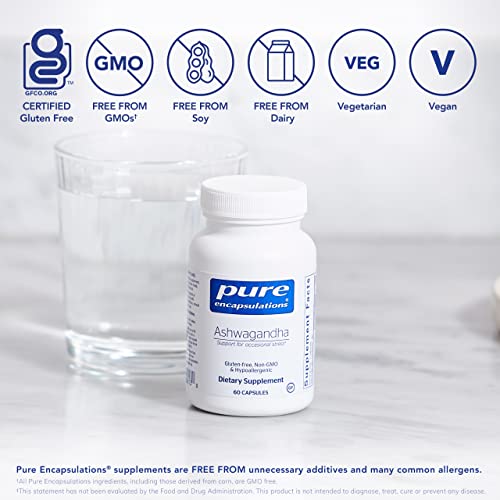 Pure Encapsulations Ashwagandha | Supplement for Thyroid Support, Joints, Adaptogens, Focus, and Memory* | 60 Capsules
