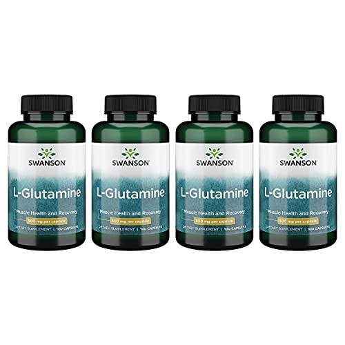 Swanson Amino Acid L-Glutamine 500 Milligrams 100 Capsules 4 Pack