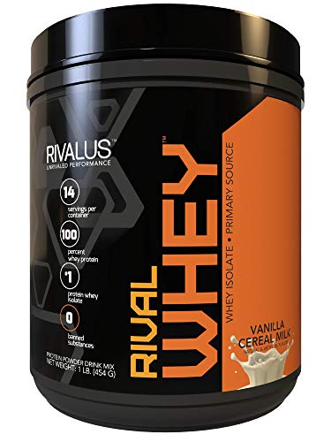 Rivalus Rivalwhey – Vanilla Cereal 1lb - 100% Whey Protein, Whey Protein Isolate Primary Source, Clean Nutritional Profile, BCAAs, No Banned Substances, Made in USA