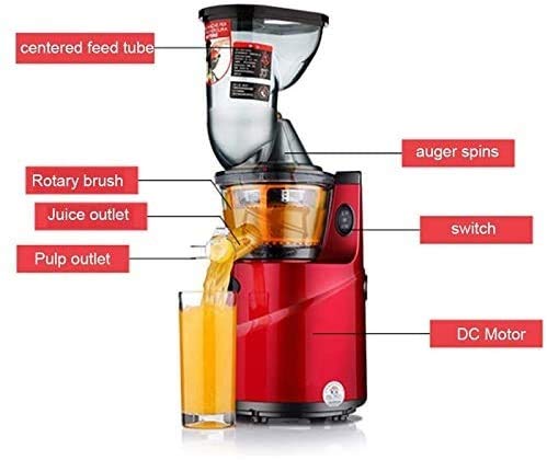 wan QIN Juicer Machines, Masticating Juicer, 3.15-Inch Wide Chute Cold Press Juicer, Easy to Clean with Brush, Carrot Slow Juicer Machine, Quiet Motor/Reverse Function
