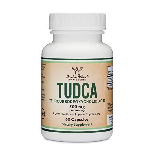 TUDCA Liver Support Supplement, 500mg Servings, Liver Health Aid for Detox and Cleanse (60 Capsules, 250mg) Genuine Bile Acid TUDCA With Strong Bitter Taste by Double Wood Supplements
