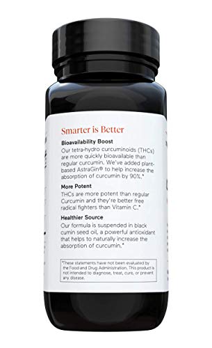 Smarter Nutrition Curcumin - Potency and Absorption in a SoftGel | The Most Active Form of Curcuminoid | 95% Tetra-Hydro Curcuminoids, 6 pack of 60 capsules - 180 Servings (Packaging May Vary)