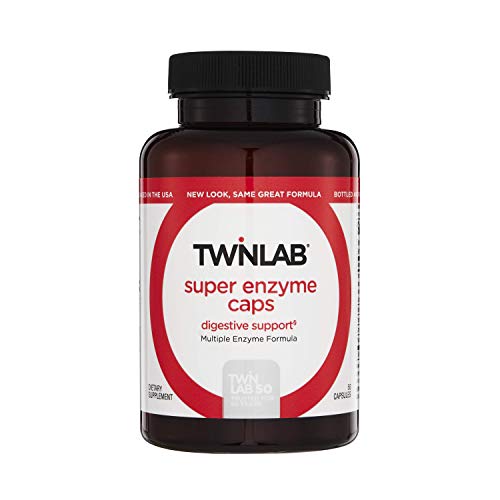 Twinlab Super Enzyme Caps - Digestive Enzymes with Pancreatin, Bromelain and Betaine HCL - Pancreatic Enzymes and Bromelain Supplement for Gut Health, Constipation Relief and Gas Relief, 50 Caps