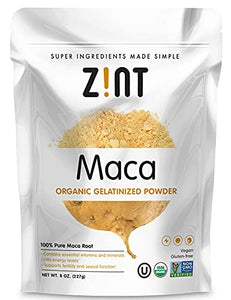 Zint Organic Maca Powder: Paleo Certified, Gelatinized, Non GMO, Yellow Maca Root - Adaptogen Superfood (8 oz)