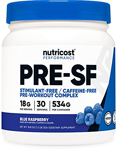 Nutricost Stim-Free Pre-Workout, 30 Servings (Blue Raspberry) - Non-GMO, Gluten Free