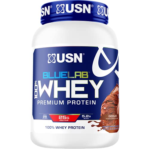 USN Supplements BlueLab 100 Percent Whey Protein Powder - Keto Friendly, Low Carb and Low Calorie, Chocolate, 2 Pounds (FWHB0008002)
