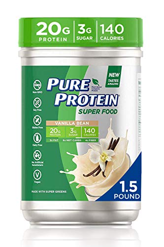 Pure Protein Vegan Plant Based Hemp and Pea Protein Powder, Gluten Free, Vanilla Bean, With Vitamin D and Zinc to Support Immune Health, 1.51 lbs