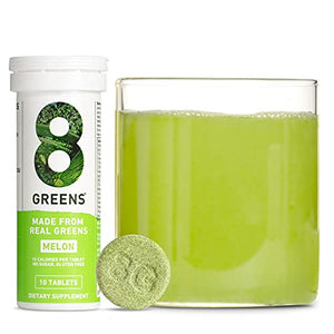 8Greens Immunity and Energy Effervescent Tablets - Packed with 8 Powerful Super Greens (Melon, 1 Tube/10 Tablets)