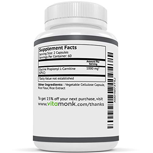 GlycoTrax™ GPLC Extra Large Bottle - 120 Capsules of High-Absorption Glycine Propionyl-L-Carnitine with No Artificial Fillers - Glycine Propionyl L Carnitine Supplement
