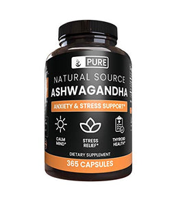 Ashwagandha Root (365 Capsules) Made in USA, Gluten-Free, Relaxation, Thyroid Support*