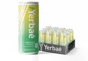 Yerbae Sparkling Water – Pineapple Coconut Fruit Flavored Seltzer with Caffeine, Antioxidants, Yerba Mate Natural Energy Drink – 12 Pack of 12oz Cans – Zero Sugar, No Calories, Non-GMO