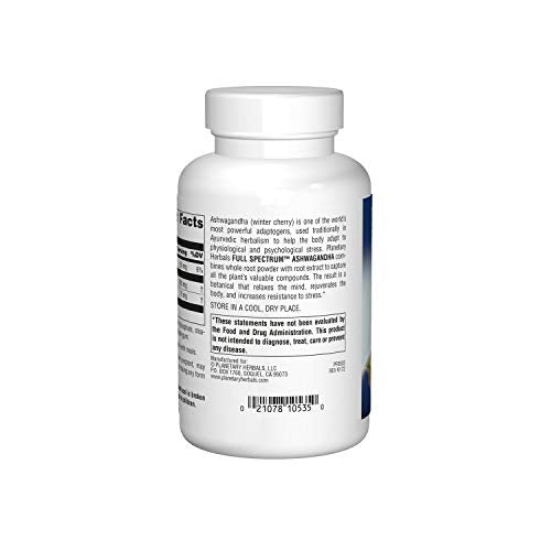 Planetary Herbals Ashwagandha Full Spectrum 570 mg, Rejuvenating Tonifier,120 Tablets