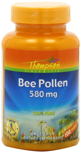 Thompson Bee Pollen , 580 Mg, 100 Capsules, (Pack of 2)