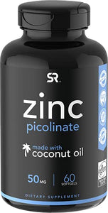 Zinc Picolinate 50mg with Organic Coconut Oil | Highly Absorbable Zinc Supplement to Support Growth, Immune Function, and Reproductive Health | Non-GMO Verified, Gluten & Soy Free (60 Liquid Softgels)