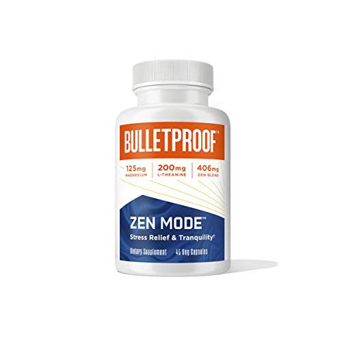 Zen Mode, 45 Capsules, with Vitamin B6, Magnesium, L-Theanine, 5-HTP, GABA, Holy Basil & Ashwagandha, Bulletproof Supplement for Stress & Anxiety Support, Boosts Serotonin for Calm Mood & Relaxation