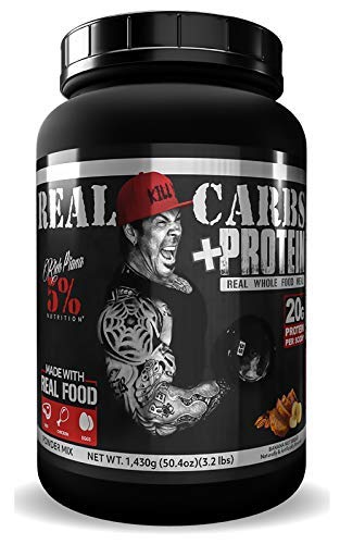 Rich Piana 5% Nutrition Real Carbs + Protein with Real Food Meal Replacement Powder, Complex Carbohydrates, Low Glycemic Recovery, Lean Muscle Mass Gainer, 50.4 oz, 22 Servings (Chocolate)