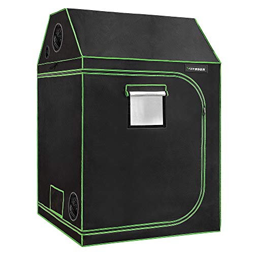 VIVOSUN 48"x48"x72" Indoor Grow Tent, Roof Cube Tent with Observation Window and Floor Tray for Plant Growing