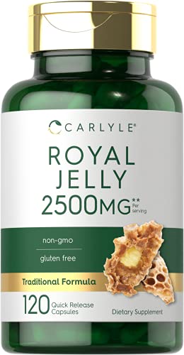 Royal Jelly Capsule | 2500mg | 120 Count | Non-GMO and Gluten Free Formula | Traditional Supplement | by Carlyle