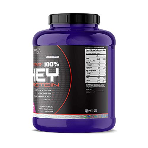 Ultimate Nutrition Prostar Whey Protein Powder Blend of Whey Concentrate Isolate and Peptides – Low Carb, Keto Friendly, 25 Grams of Protein - 80 Servings, Raspberry, 5 Pounds