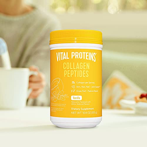 Vital Proteins Collagen Peptides Powder Supplement with Madagascar Vanilla Beans, Coconut, Hydrolyzed Collagen Skin Hair Nail Joint, Dairy Free - Vanilla 10.8 oz