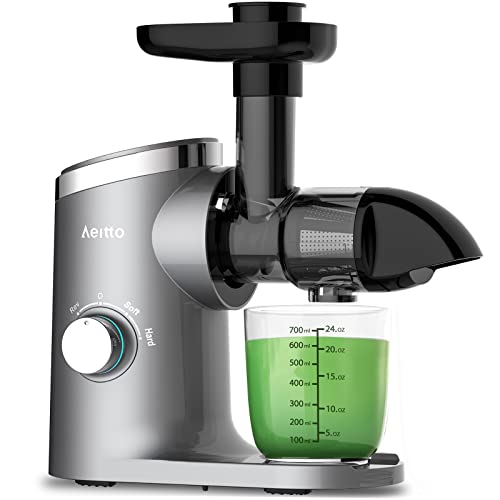 Slow Masticating Juicer,Aeitto Celery Juicer Machine,Juice Extractor,Cold Press Juicer with 2-Speed Modes,Reverse Function & Quiet Motor for Vegetables And Fruits,Easy to Clean with Brush