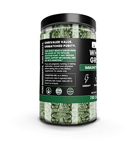 Wheat Grass Capsules 730 Capsules (900 mg/Serving), Digestion, Energy, 8 Month Supply