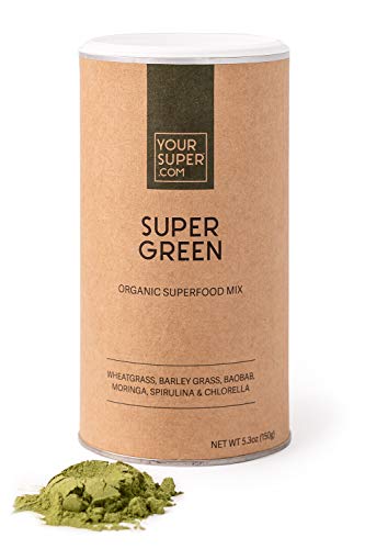 Your Super - Super Green Juice Powder - Immune Support, Increase Intake of Mixed Greens, Plant Based Superfood - Wheatgrass, Barley Grass, Baobab, Moringa, Chlorella, Spirulina Powder - 30 Servings