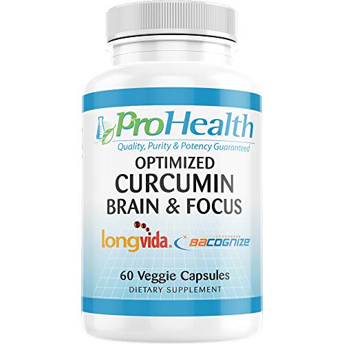 Brain & Focus - Optimized Curcumin Longvida with BaCognize Bacopa Monnieri by ProHealth (60 Veggie Capsules)